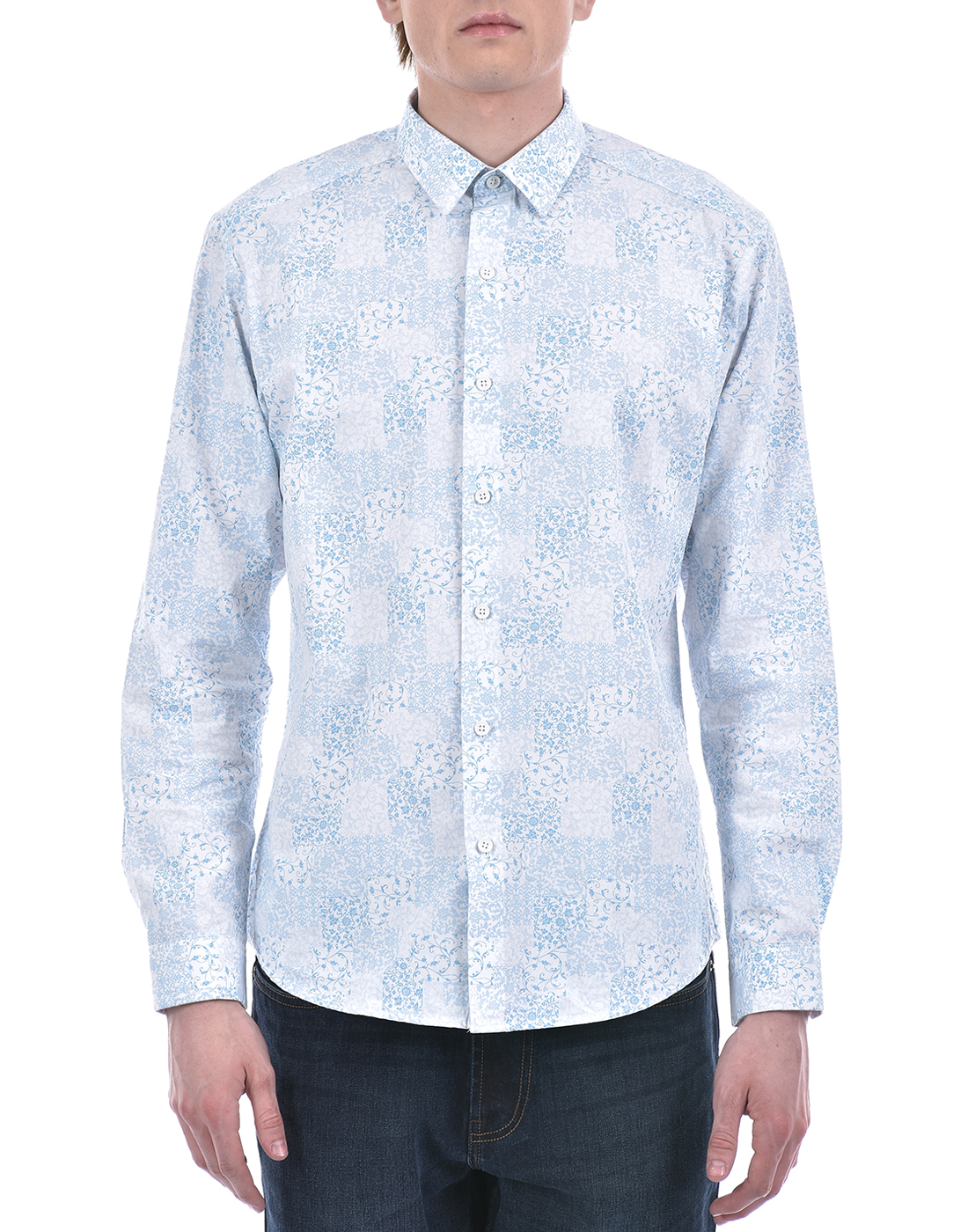 Numero Uno Men Floral Print Blue Shirt